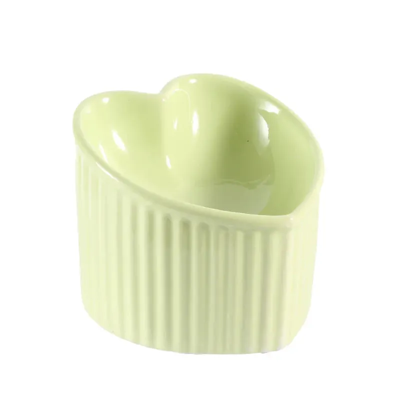 Heart-Shaped Ceramic Elevated Cat Bowl