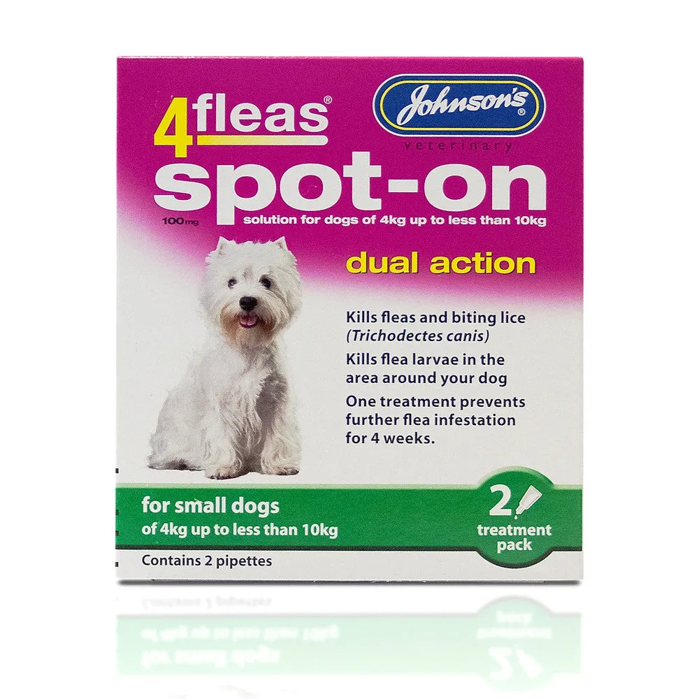 Johnsons 4fleas Dual Action Spot-On Treatment for Small Dogs 100mg 2 pipette