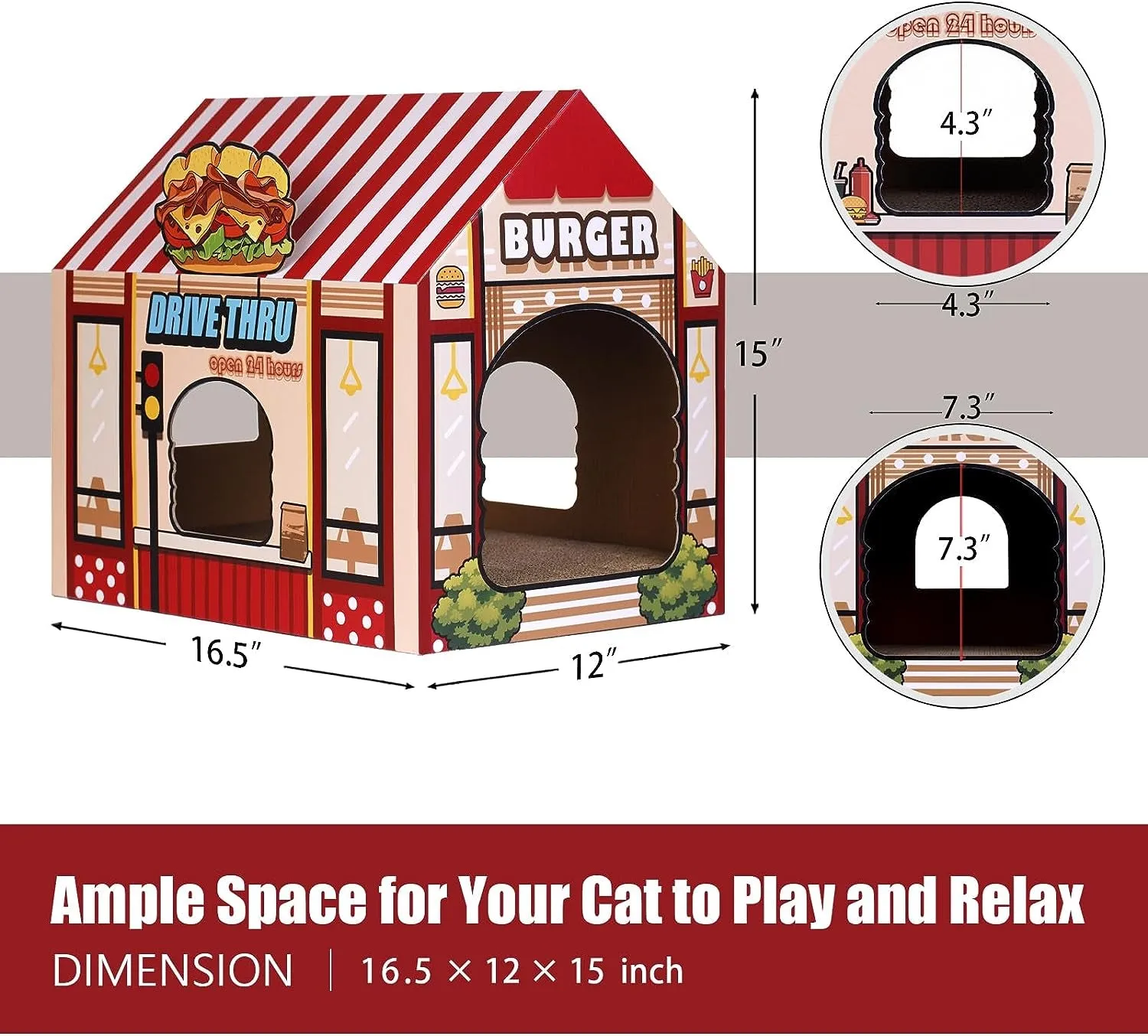 Kitty Burger Shop Cardboard Cat House & Scratcher - Meet Burger Buddy! 🍔🐱