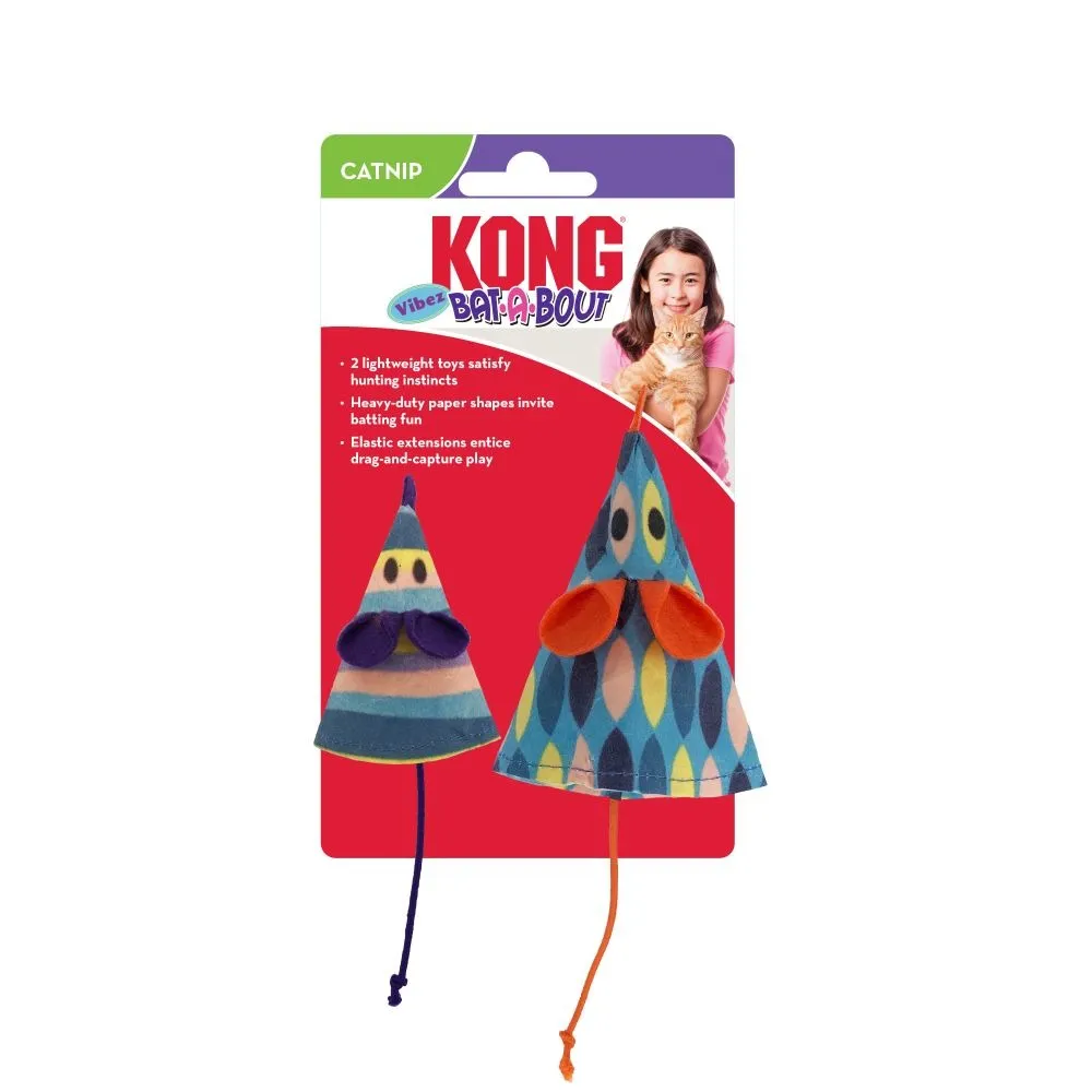 KONG Bat-A-Bout Vibez Mouse Cat Toys 2 Pack