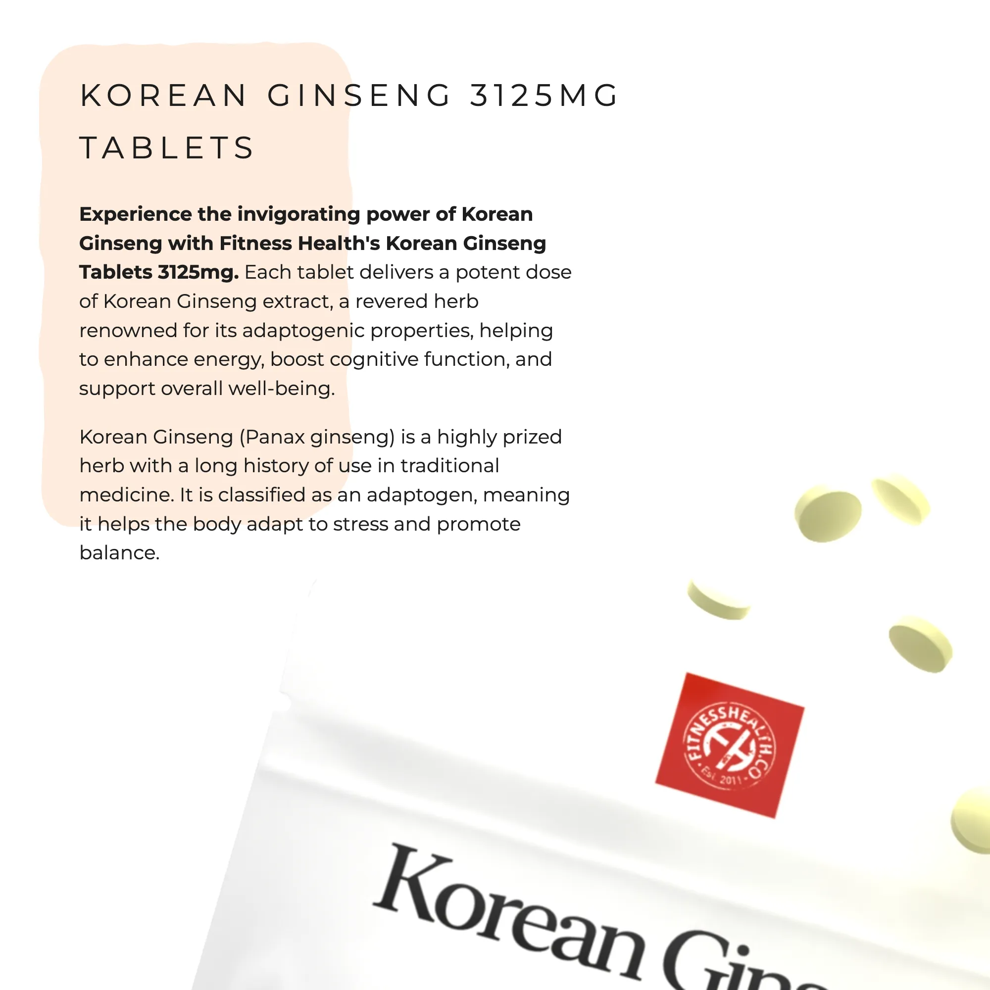 Korean Ginseng Extract 3125mg Tablet