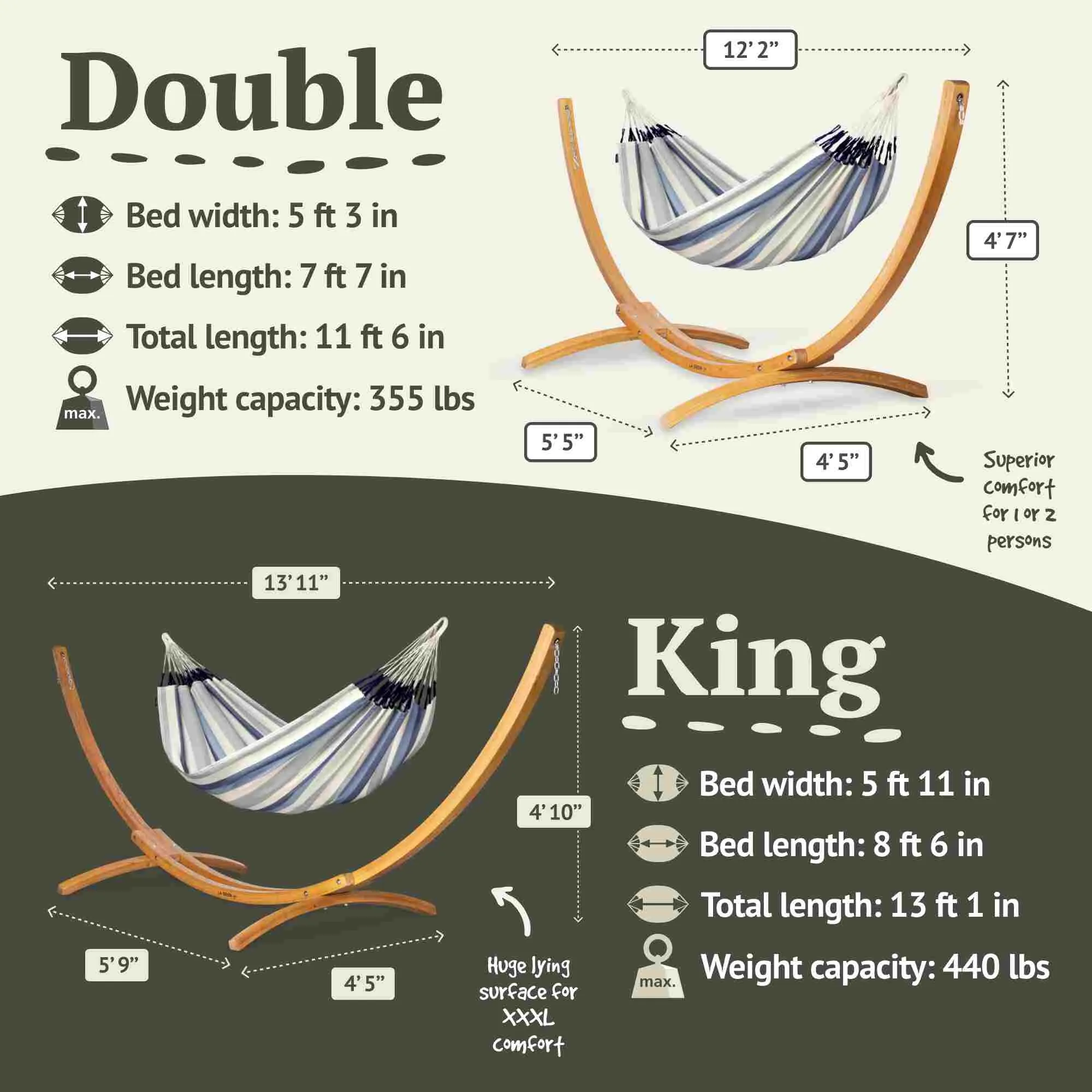 LA SIESTA Brisa Classic Hammock Swing (Double - W 160 cm)