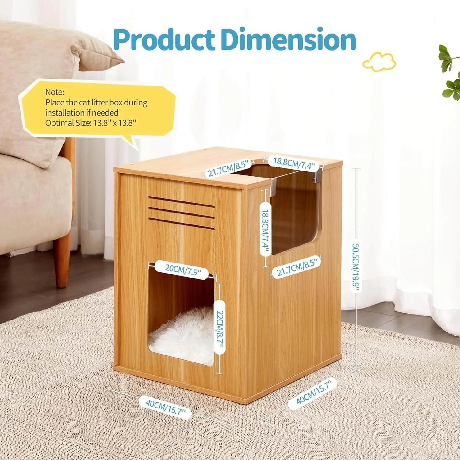 Large Cat House with Scratch Pad with Adjustable Baffle