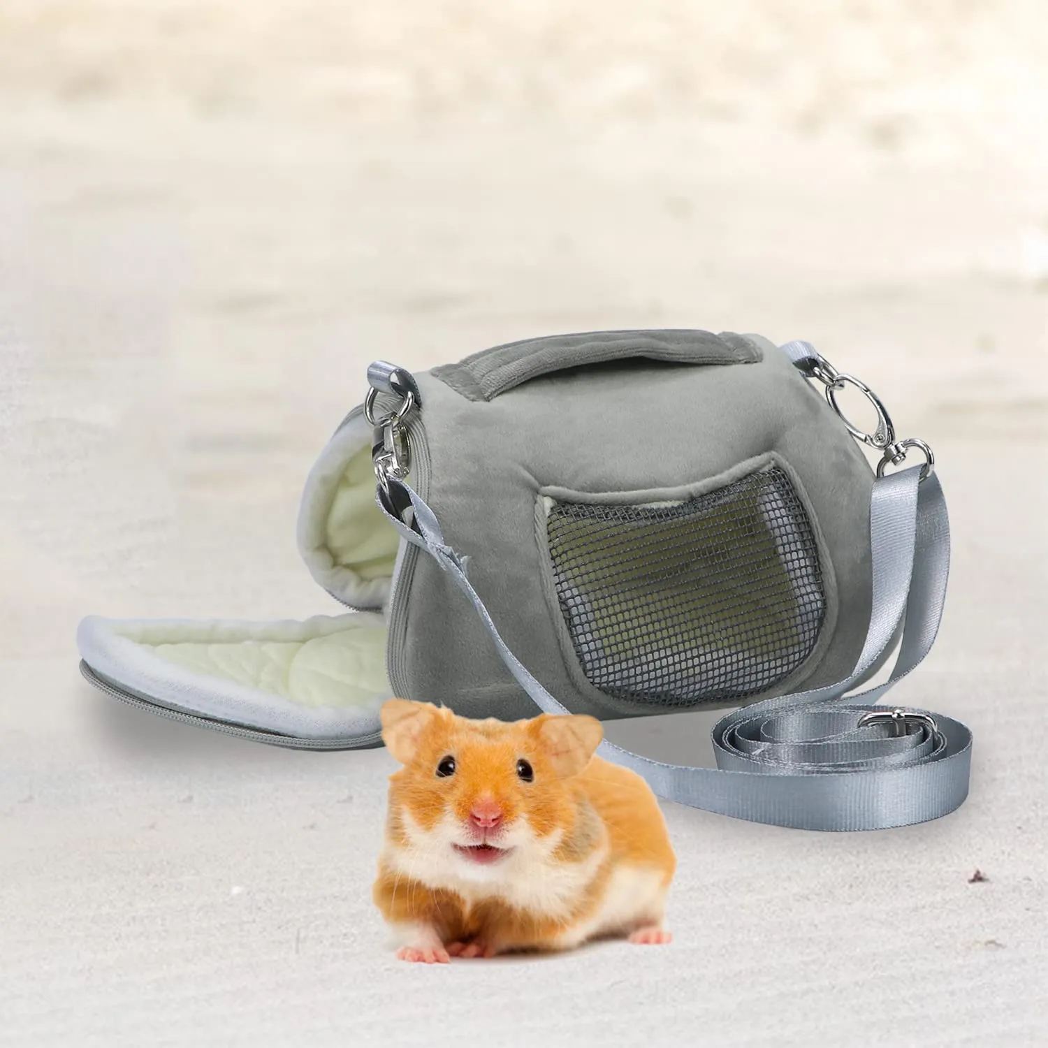 Litewood Pet Portable Carrier Bags Outgoing Breathable Handbag with Adjustable Single Shoulder Strap Travel Pouch Warm Nest Accessories for Sugar Glider Hamster Squirrel Small Animals (Grey)