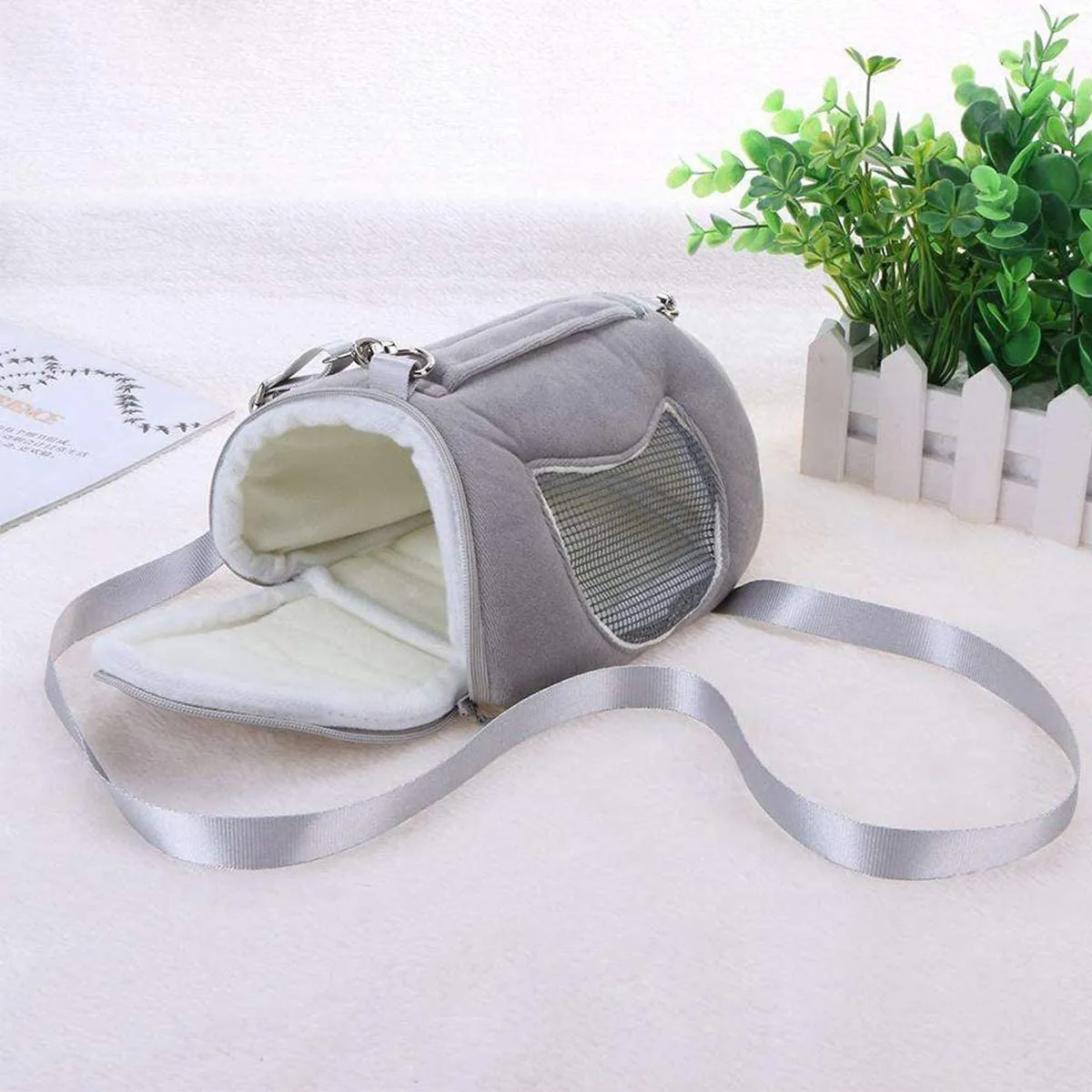Litewood Pet Portable Carrier Bags Outgoing Breathable Handbag with Adjustable Single Shoulder Strap Travel Pouch Warm Nest Accessories for Sugar Glider Hamster Squirrel Small Animals (Grey)