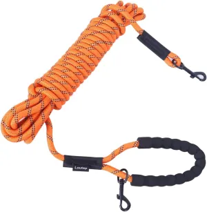 Long Leash for Dogs 10ft 16ft 30ft 50 Feet 100 Foot Tie Out Check Cord Recall Obedience Rope Lead Extra Longline Long Dog Leash for Small Medium Large Dogs Outdoor Training Camping Tracking