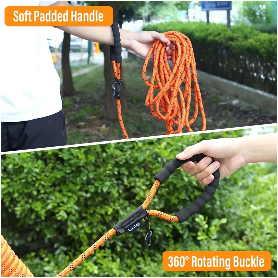 Long Leash for Dogs 10ft 16ft 30ft 50 Feet 100 Foot Tie Out Check Cord Recall Obedience Rope Lead Extra Longline Long Dog Leash for Small Medium Large Dogs Outdoor Training Camping Tracking
