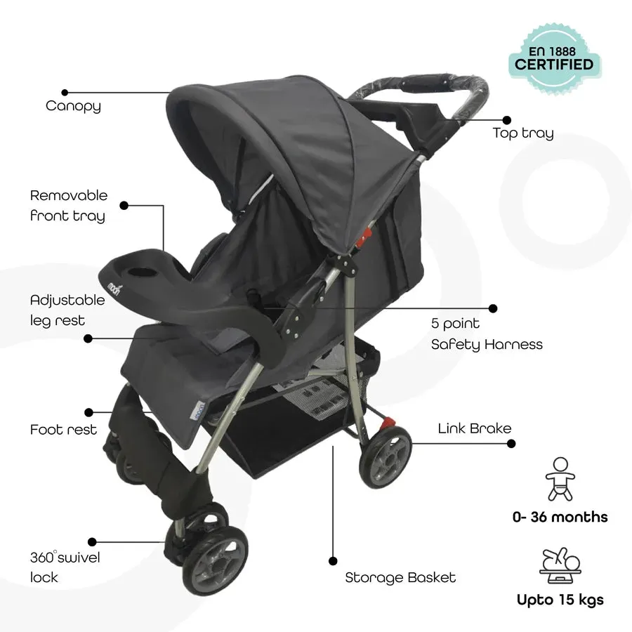Moon Bezik - One Fold Stroller (Dark Grey)