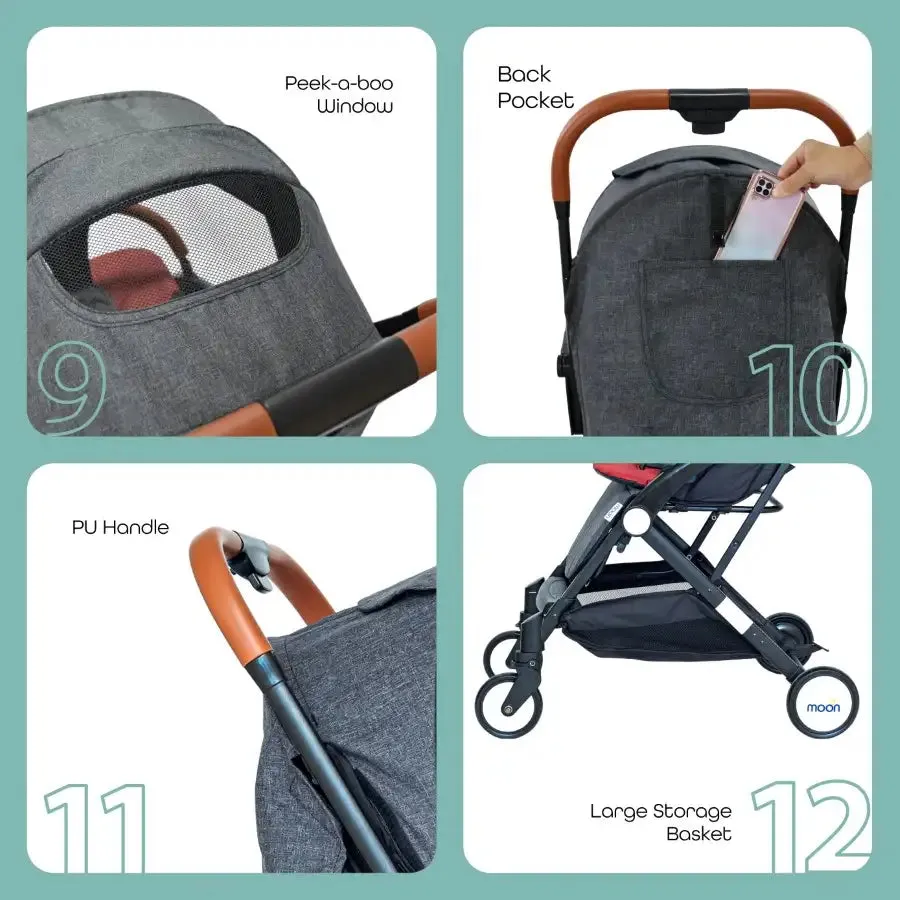 Moon Ritzi Travel Cabin Stroller-upto 0-18kg (Black/Red)