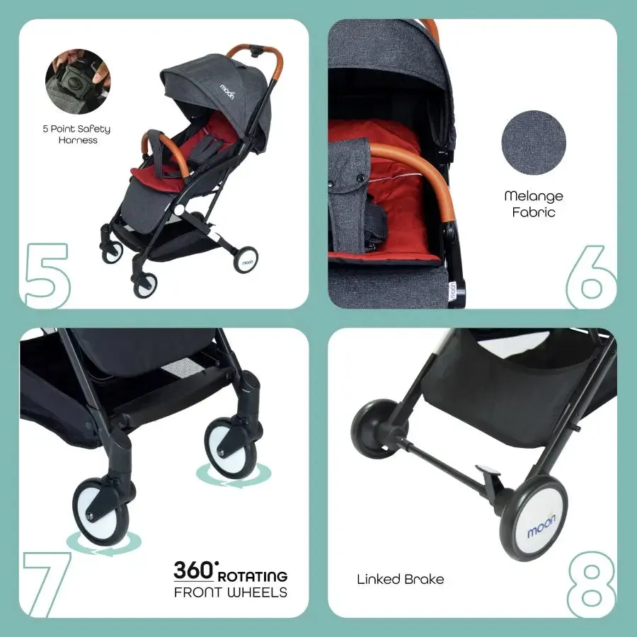 Moon Ritzi Travel Cabin Stroller-upto 0-18kg (Black/Red)