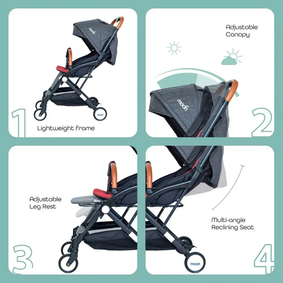 Moon Ritzi Travel Cabin Stroller-upto 0-18kg (Black/Red)