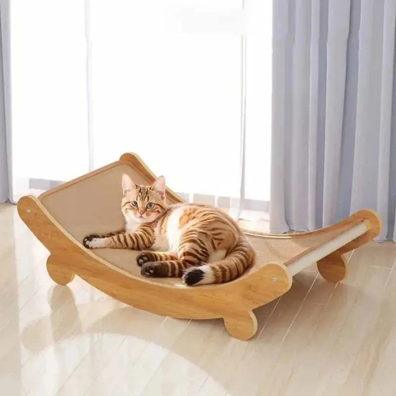 Multifunction Wooden Cat Scratching Pad & Sleeping Bed