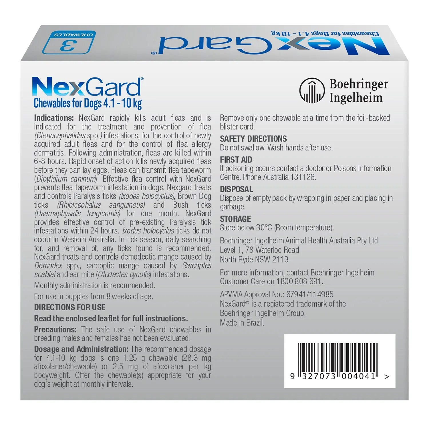 NexGard Dog 4.1-10kg Blue