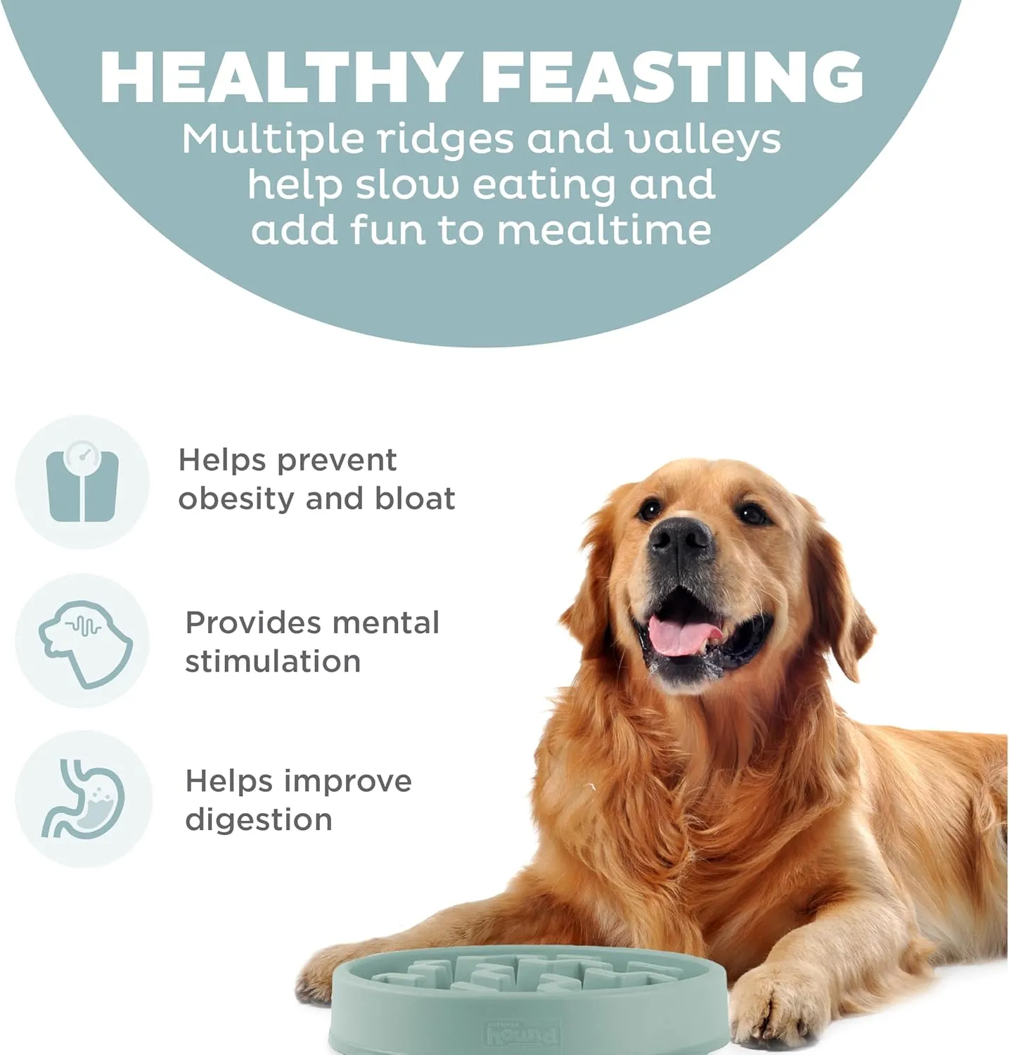 Outward Hound Fun Feeder Slo Bowl, Large Slow Feeder Dog Bowl, 4 Cups, Sage