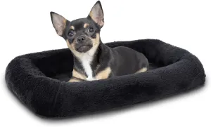 Patas Lague Bolster Dog Bed for Extra Small Dogs 16''x12'', Soft Warm Foam Pet Sofa Bed, Machine Washable Pet Cat Crate Mat for Toy Breeds, Black