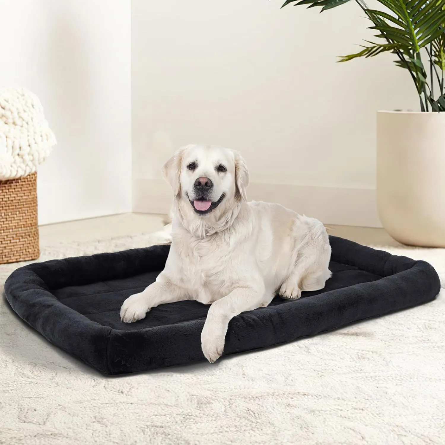 Patas Lague Bolster Dog Bed for Extra Small Dogs 16''x12'', Soft Warm Foam Pet Sofa Bed, Machine Washable Pet Cat Crate Mat for Toy Breeds, Black