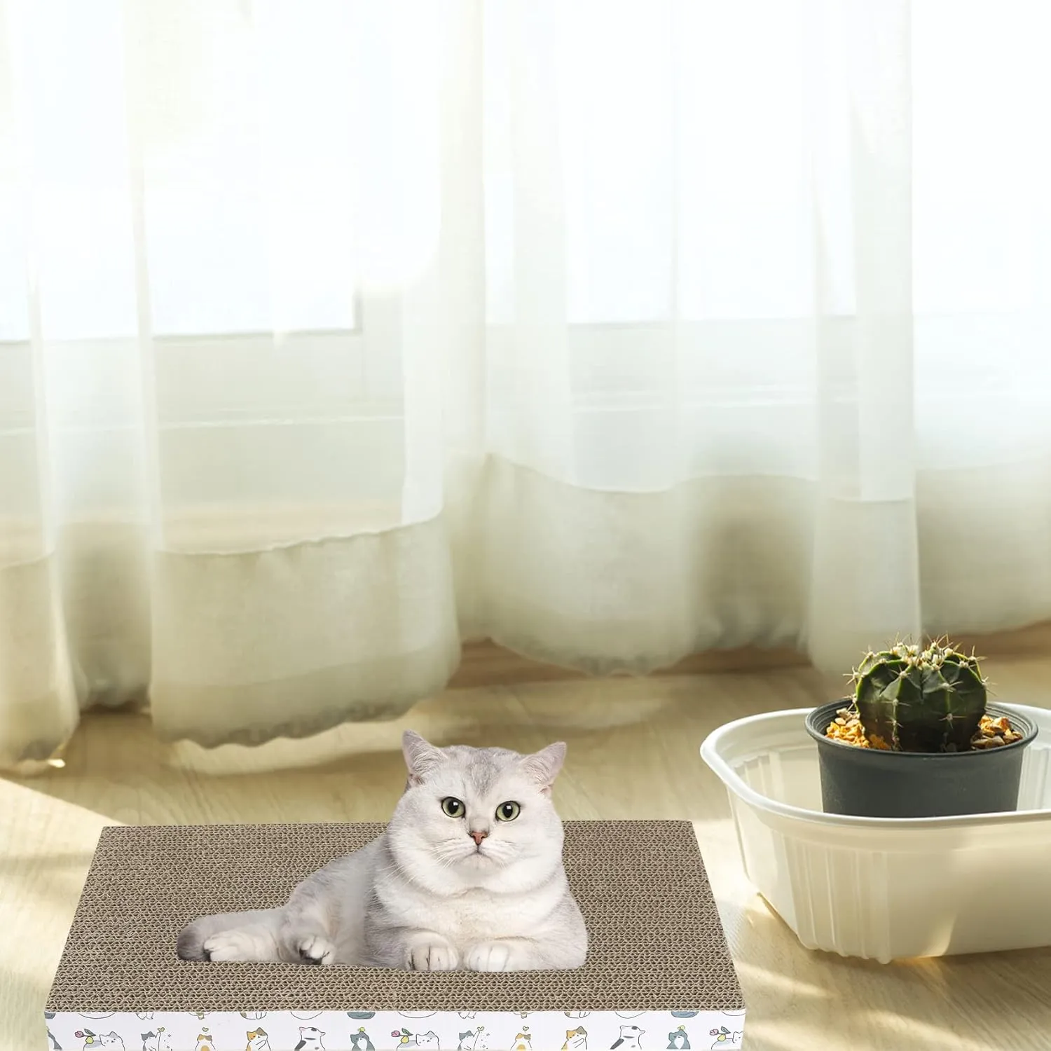 PatiencET Cat Scratcher Cardboard 5 PCS Cat Scratch Pad Reversible Scratcher Texture Design Durable Cat Scratching Pad