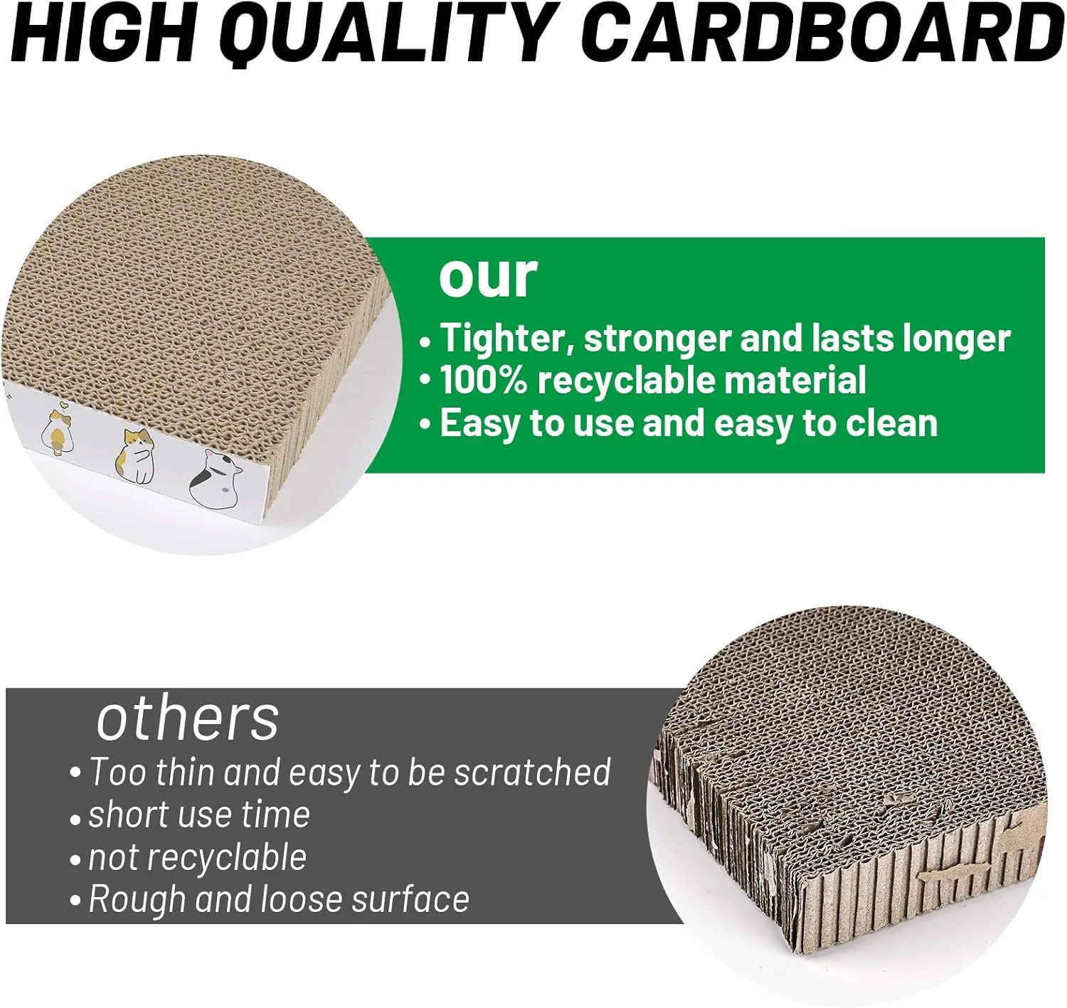 PatiencET Cat Scratcher Cardboard 5 PCS Cat Scratch Pad Reversible Scratcher Texture Design Durable Cat Scratching Pad
