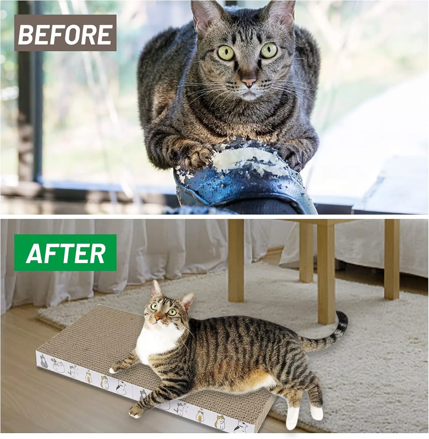 PatiencET Cat Scratcher Cardboard 5 PCS Cat Scratch Pad Reversible Scratcher Texture Design Durable Cat Scratching Pad
