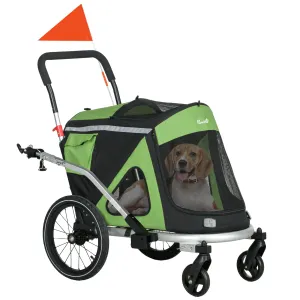 PawHut 2 in 1 Dog Bike Trailer, Foldable Dog Stroller for Medium Dogs