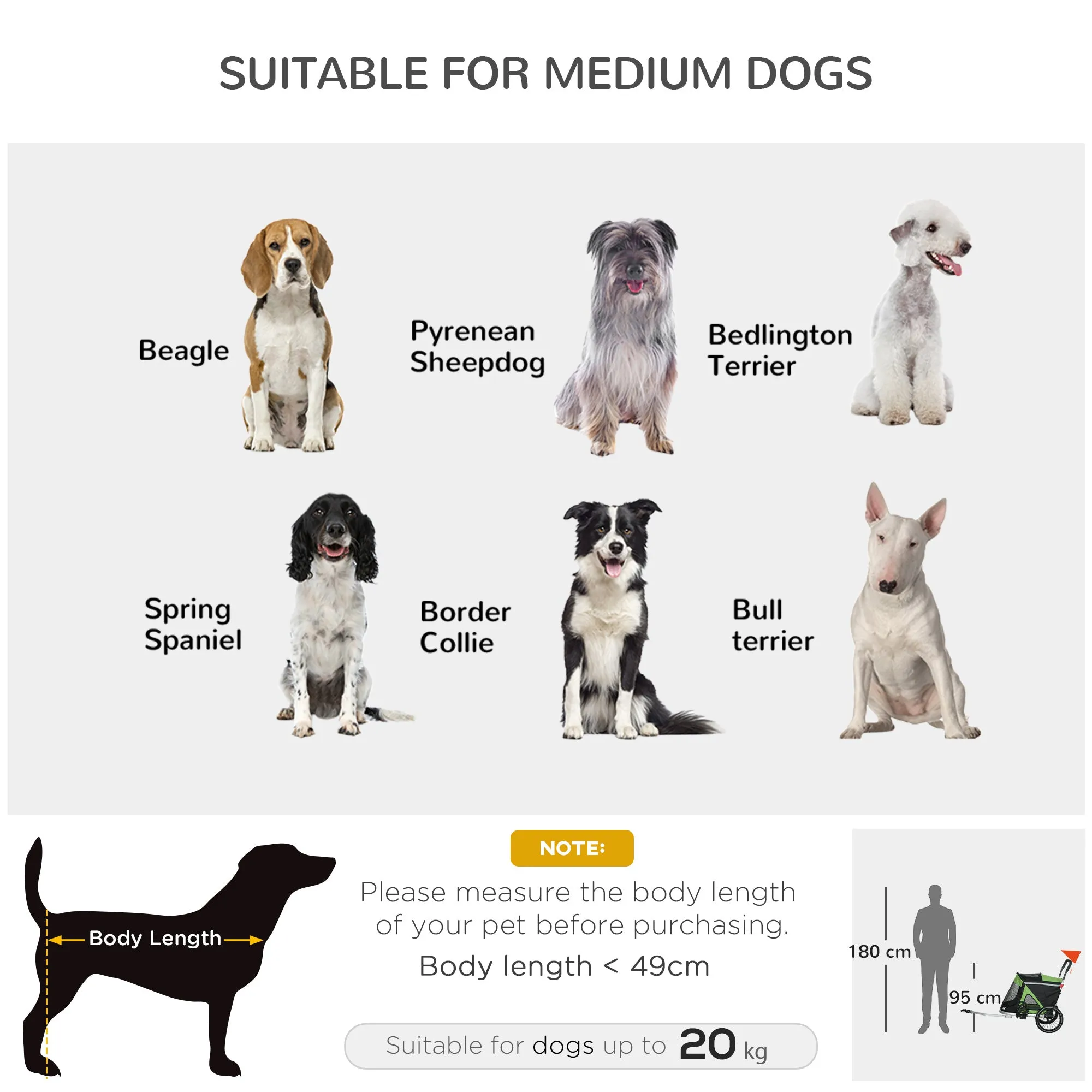 PawHut 2 in 1 Dog Bike Trailer, Foldable Dog Stroller for Medium Dogs