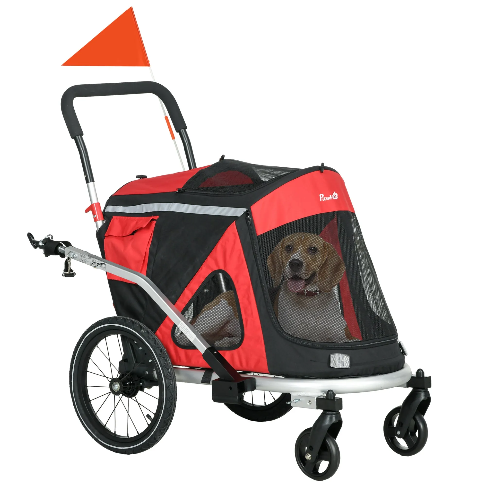 PawHut 2 in 1 Dog Bike Trailer, Foldable Dog Stroller for Medium Dogs