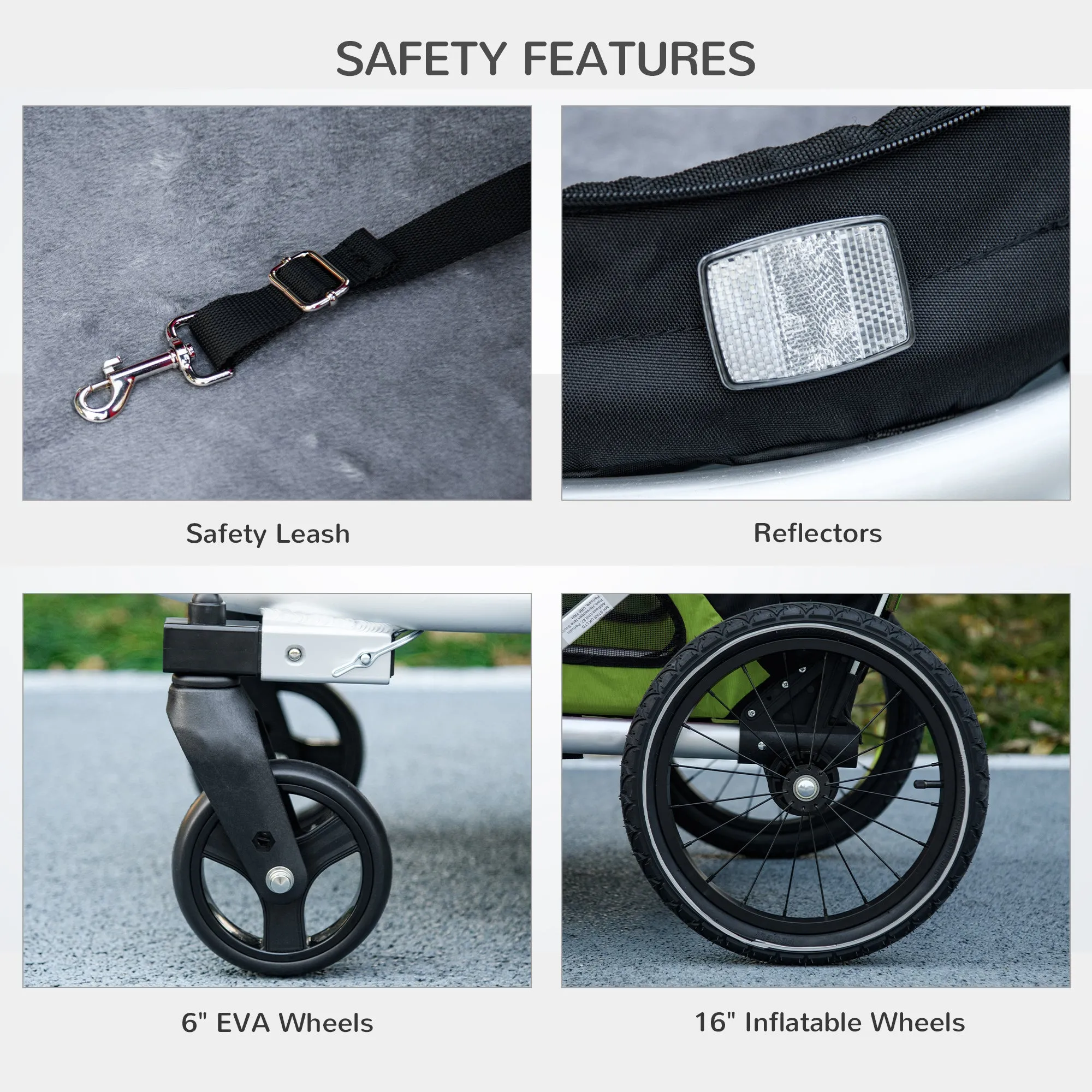 PawHut 2 in 1 Dog Bike Trailer, Foldable Dog Stroller for Medium Dogs
