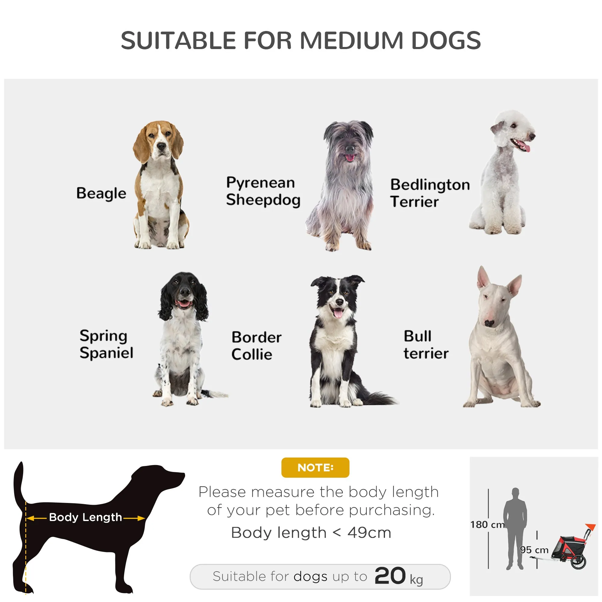 PawHut 2 in 1 Dog Bike Trailer, Foldable Dog Stroller for Medium Dogs