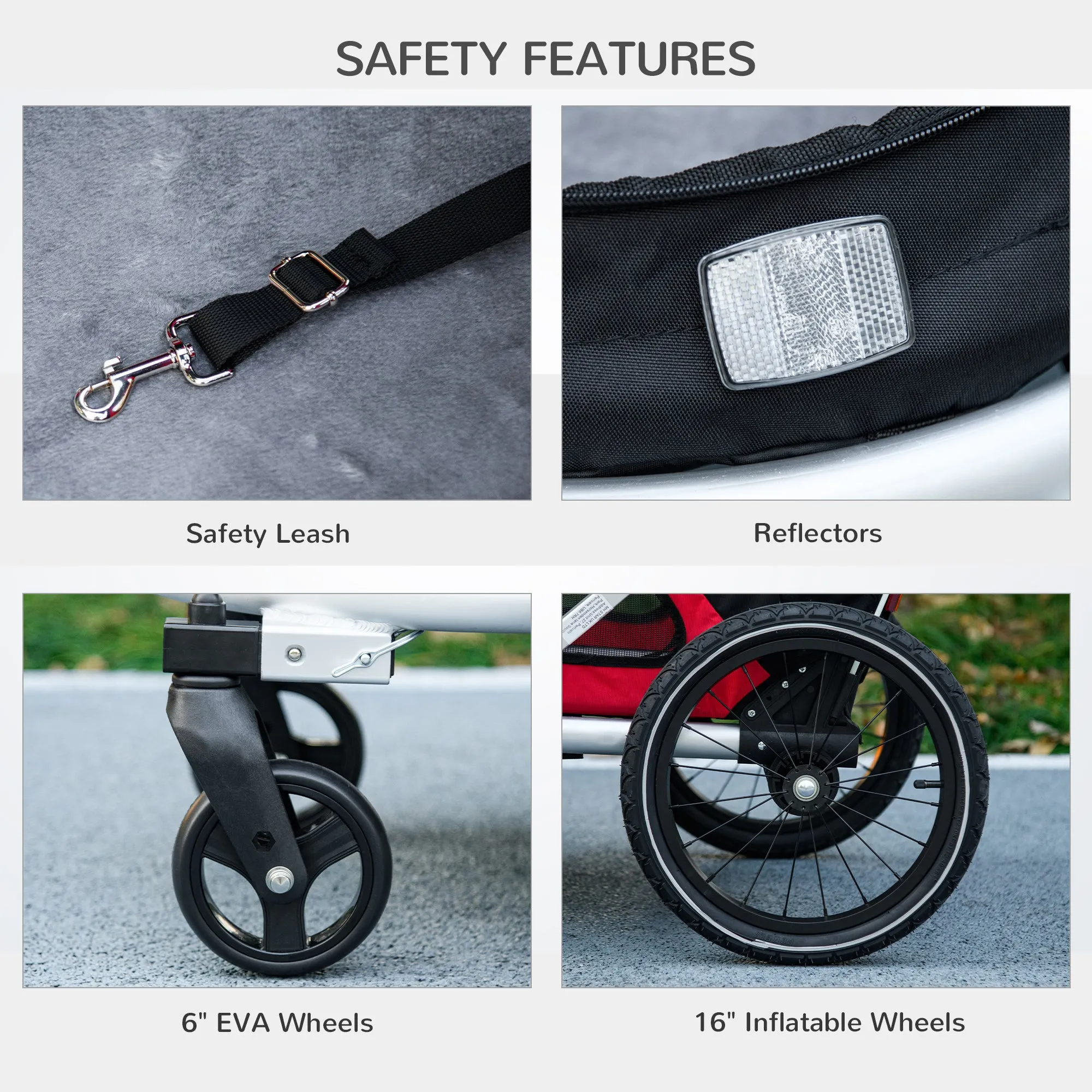 PawHut 2 in 1 Dog Bike Trailer, Foldable Dog Stroller for Medium Dogs