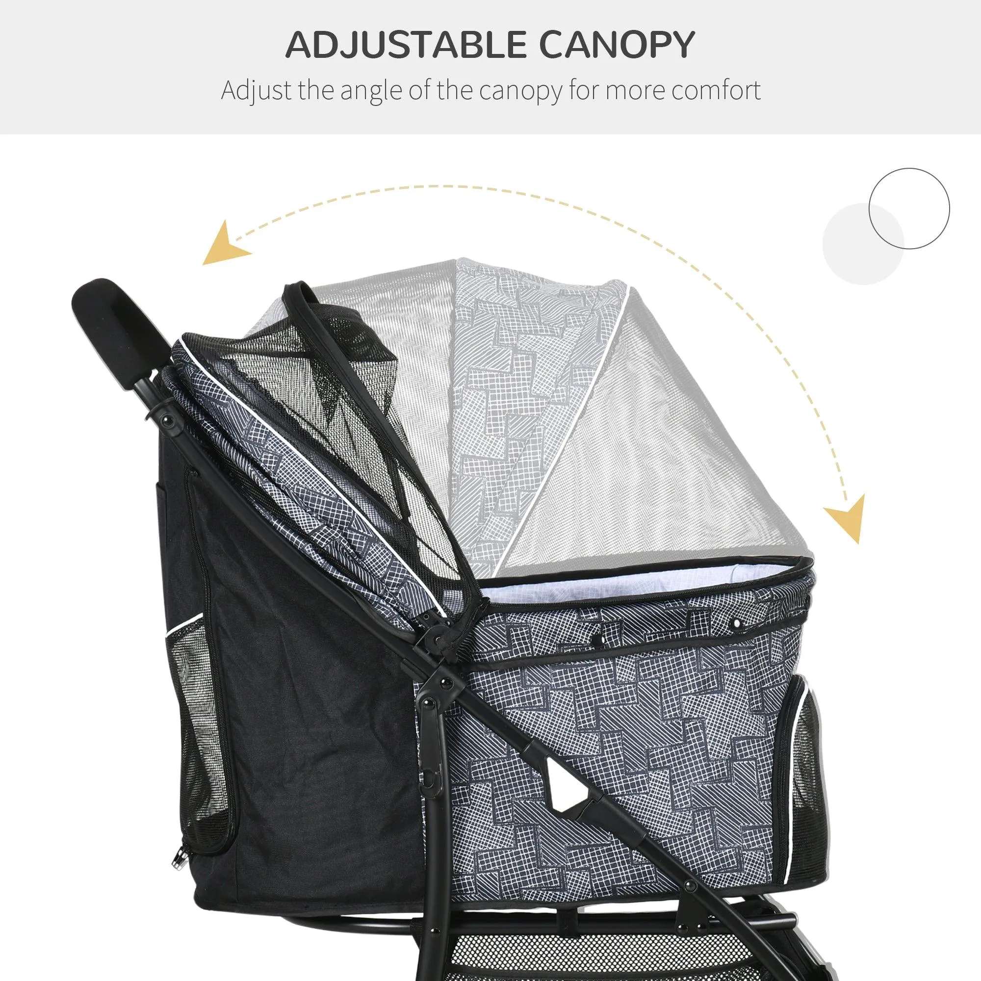 Pet Stroller with Universal Wheels - Grey