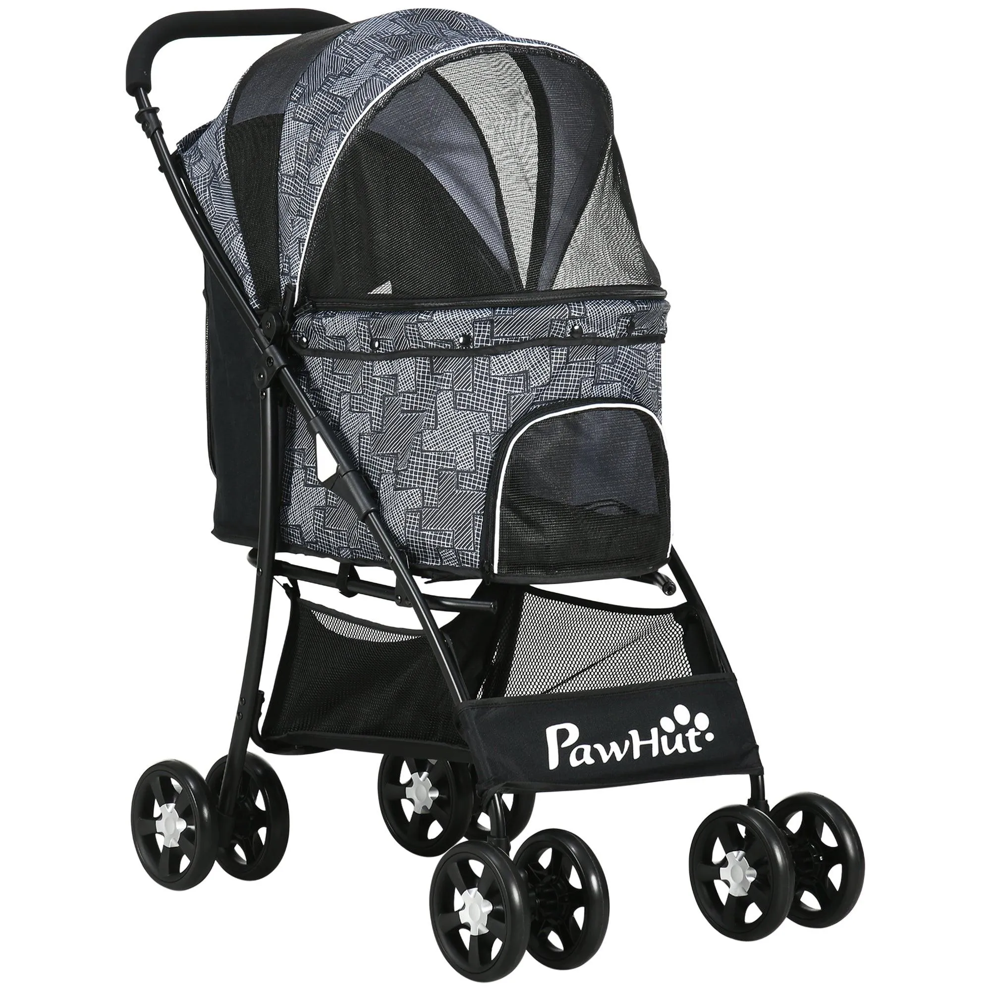 Pet Stroller with Universal Wheels - Grey