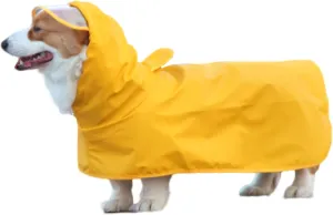 Petmolico Dog Raincoat Waterproof Hooded Slicker Poncho for L to XX-Large Dogs and Puppies Yellow Rain Coat - L(L-XXL)