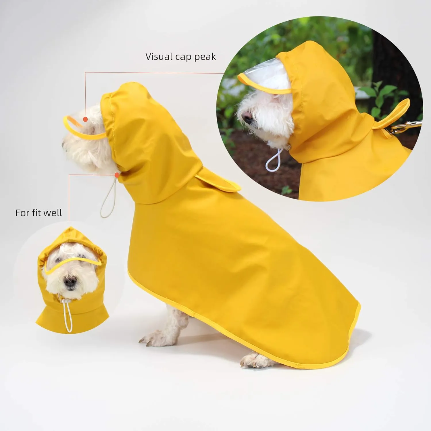 Petmolico Dog Raincoat Waterproof Hooded Slicker Poncho for L to XX-Large Dogs and Puppies Yellow Rain Coat - L(L-XXL)