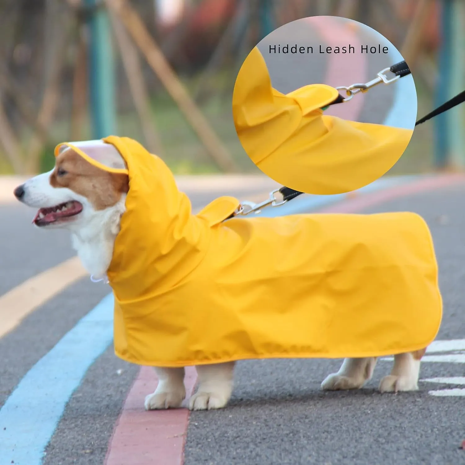 Petmolico Dog Raincoat Waterproof Hooded Slicker Poncho for L to XX-Large Dogs and Puppies Yellow Rain Coat - L(L-XXL)