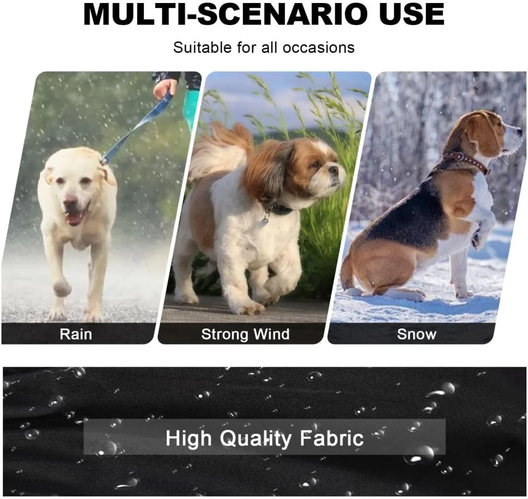 PINA Dog Raincoat with Hood and Pocket, Lightweight Dog Jacket with Leash Hole for Wet Weather, Full Wrap Design for Full Protection