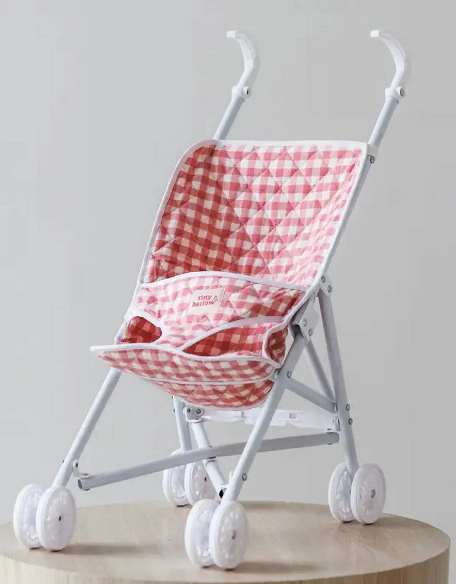 Pink Gingham Doll Stroller- Tiny Harlow
