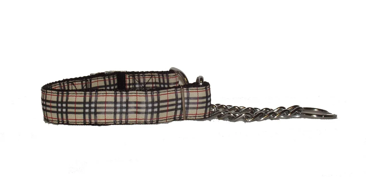 Ribbon Dog Collars-Tailored Tan Plaid