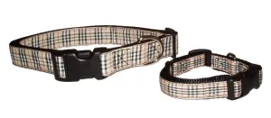 Ribbon Dog Collars-Tailored Tan Plaid
