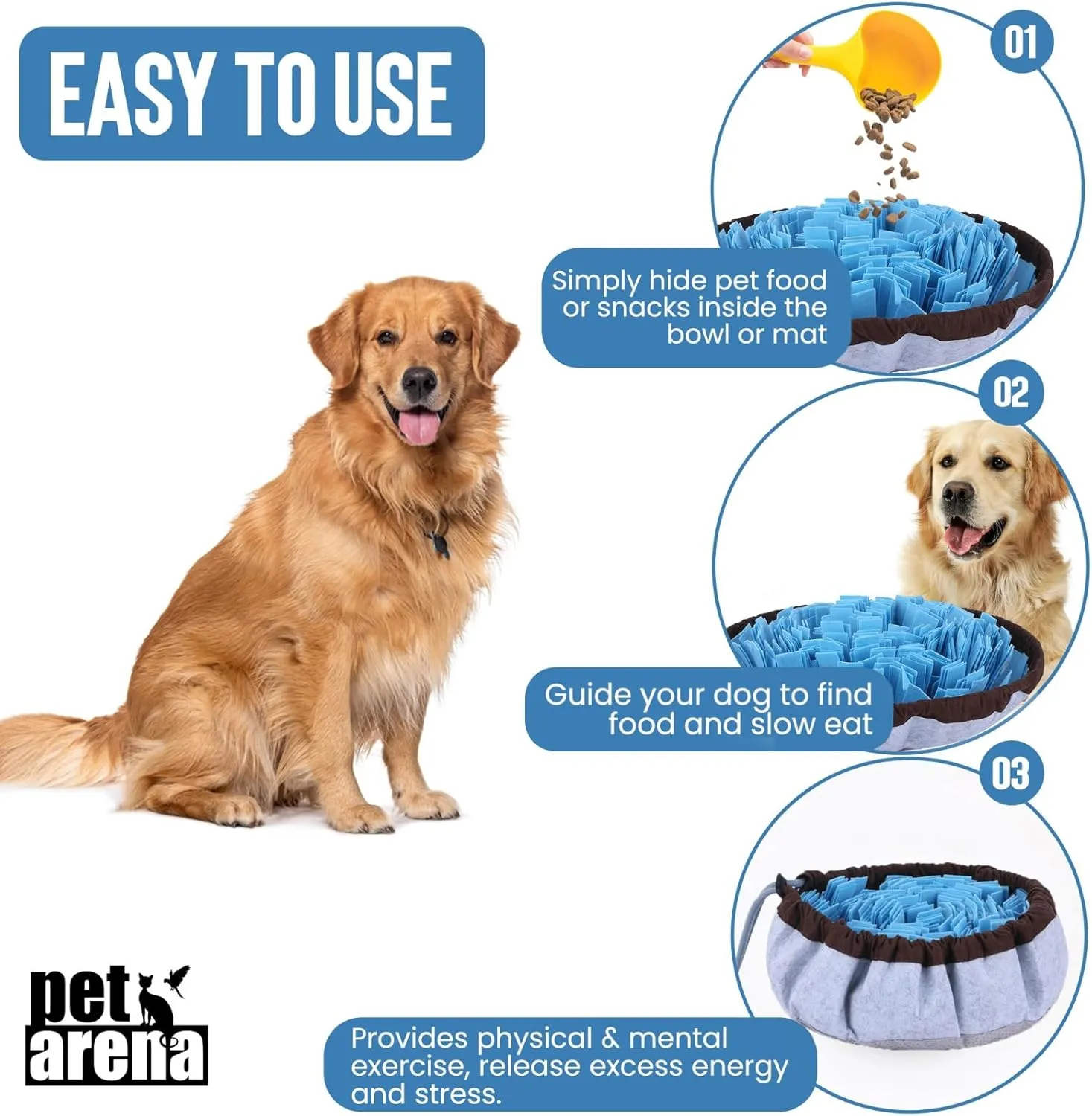 Snuffle Mat for Dogs - Adjustable Interactive Puzzle Toy for Large & Small Breed Slow Feeder for Mental Stimulation & Stress Relief Encourages Natural Foraging Ideal for Indoor & Outdoor Use
