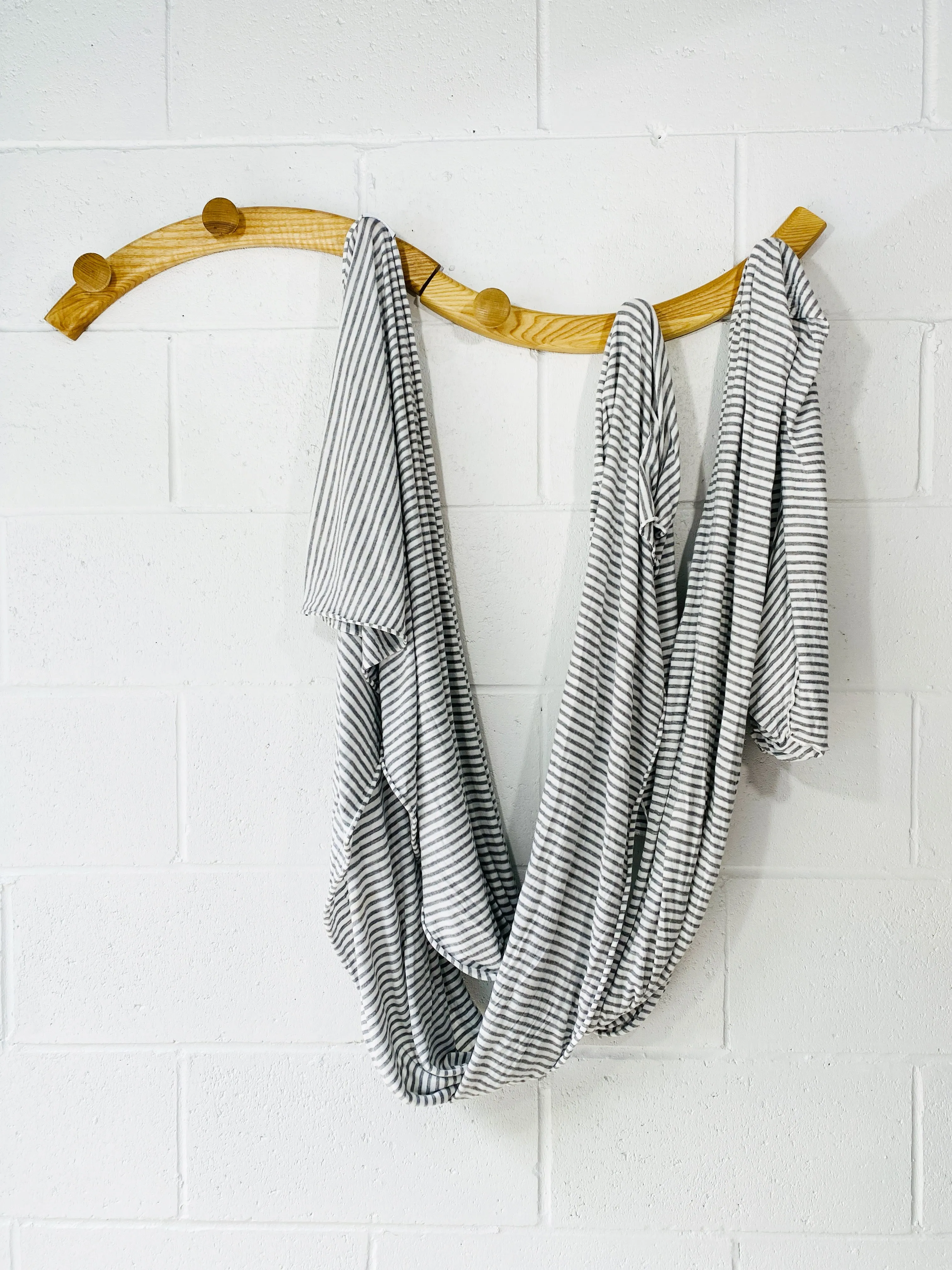 Soft Grey   White Stripe Baby Wrap, OS