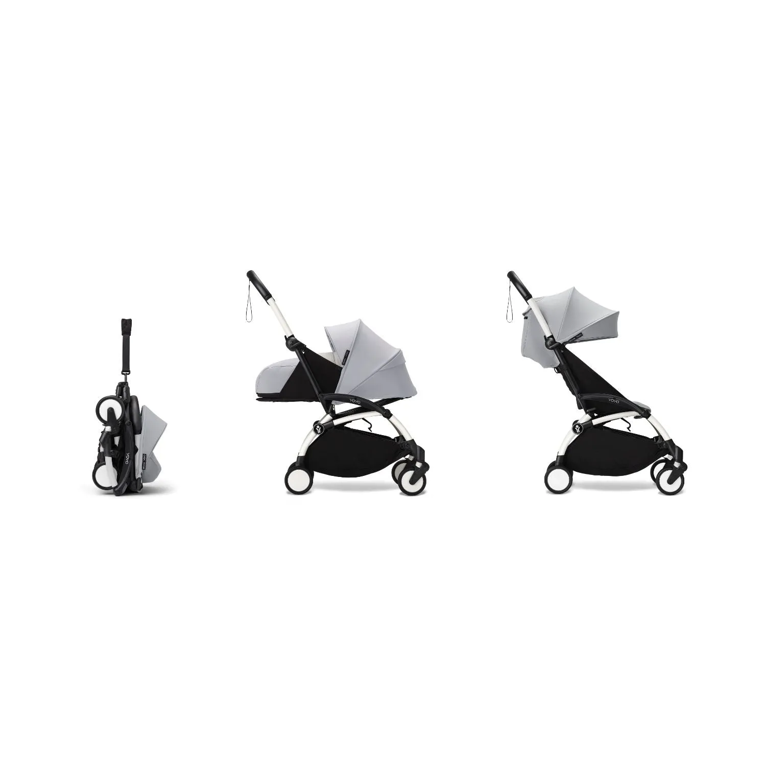 Stokke YOYO³ 0  6  Complete Baby Stroller Set - White Frame with Stone 0  Newborn Pack & 6  Color Pack