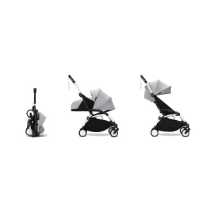 Stokke YOYO³ 0  6  Complete Baby Stroller Set - White Frame with Stone 0  Newborn Pack & 6  Color Pack