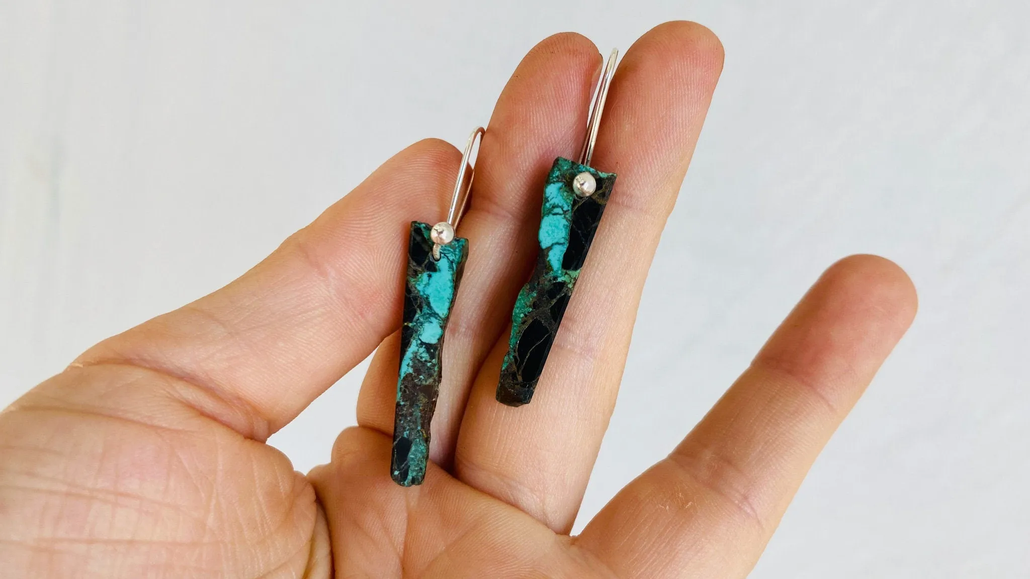 Turquoise Earrings. Sterling Silver. 0301