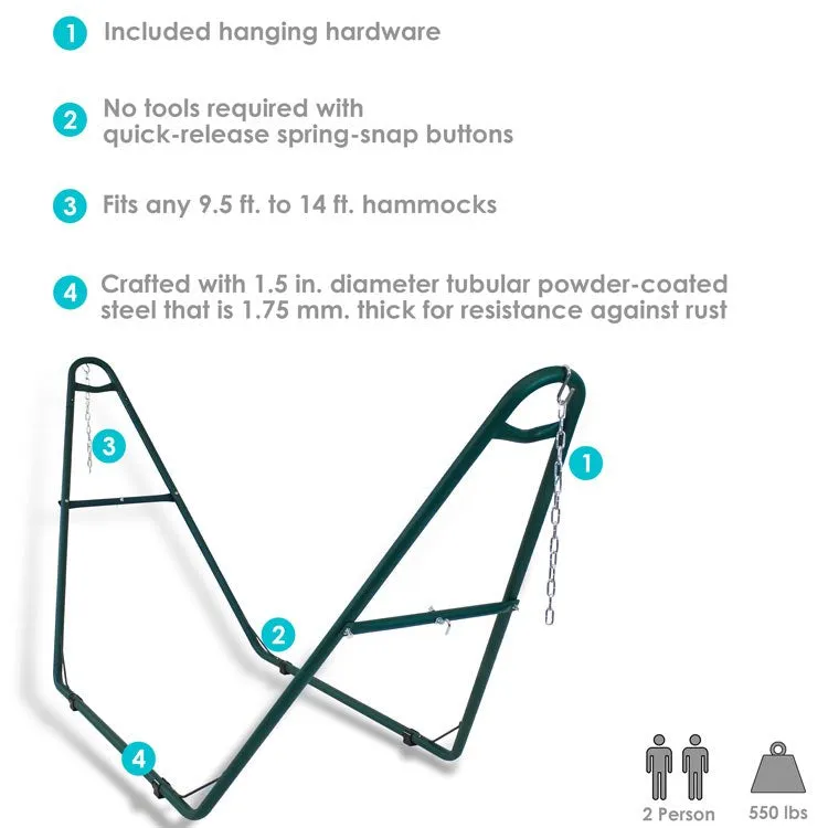 Universal Multi-Use Heavy-Duty Steel Hammock Stand - Green