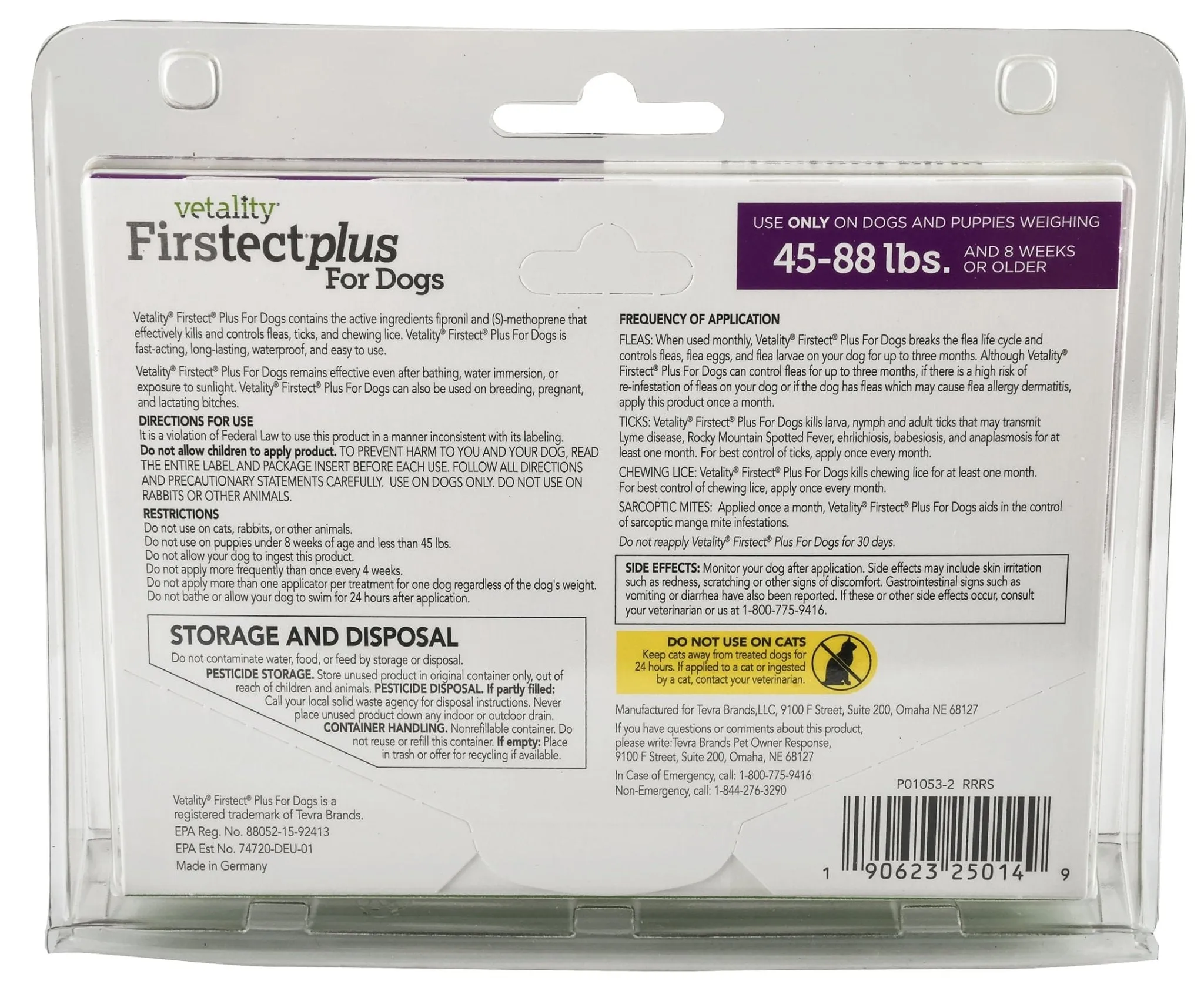 Vetality Firstect Plus for Dogs, 3-pack