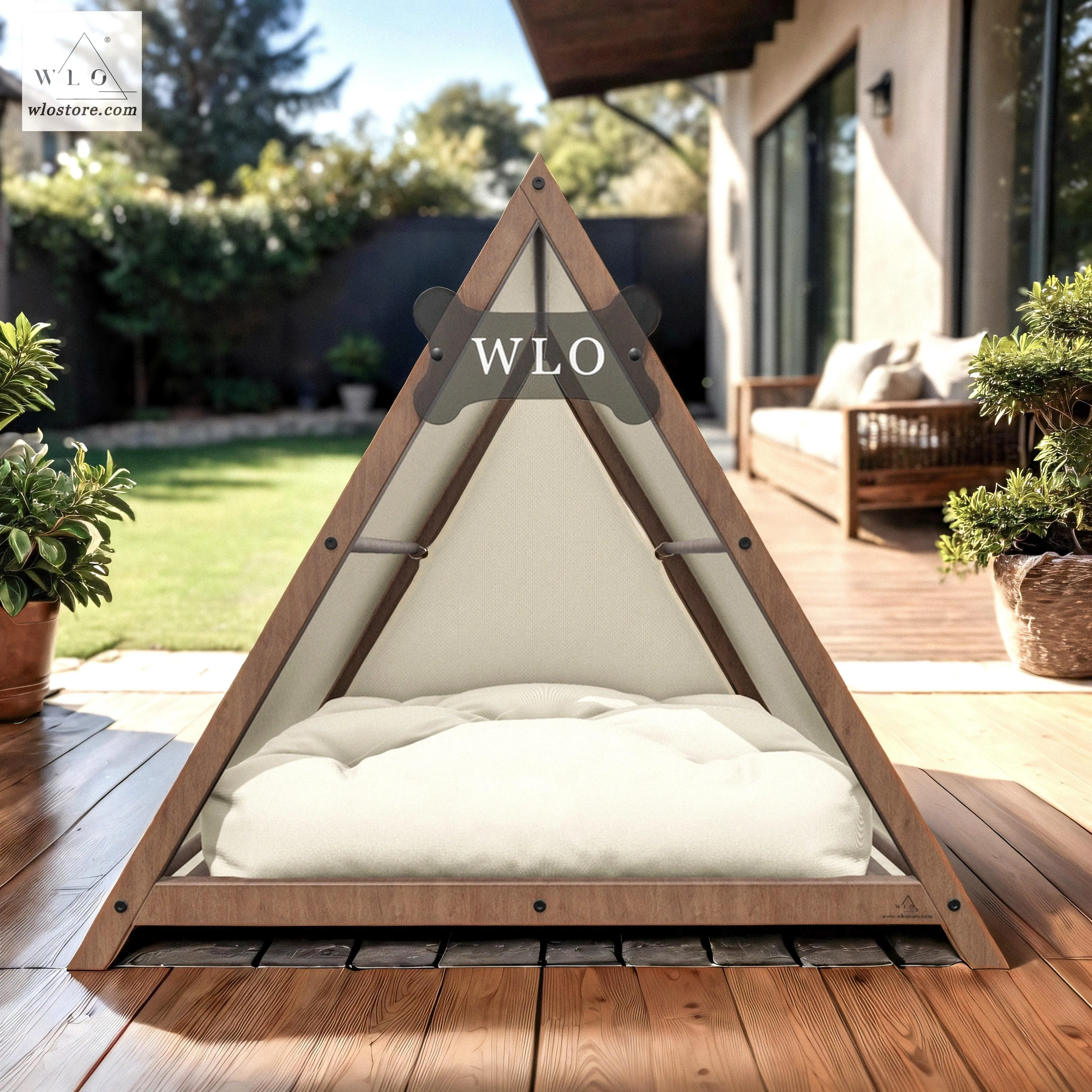 WLO® Walnut Elevated Lakota Modern Dog House