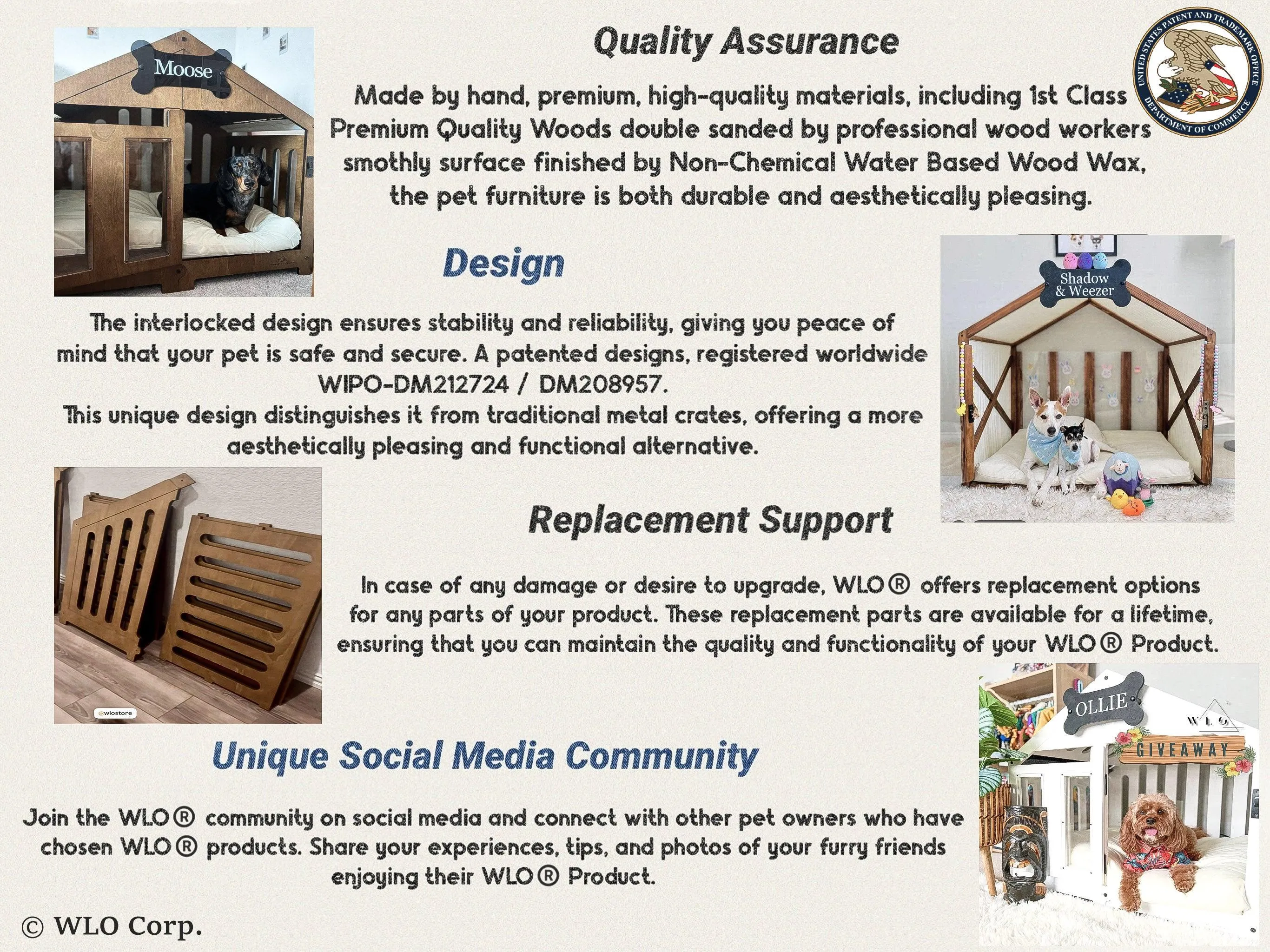 WLO® Walnut Elevated Lakota Modern Dog House