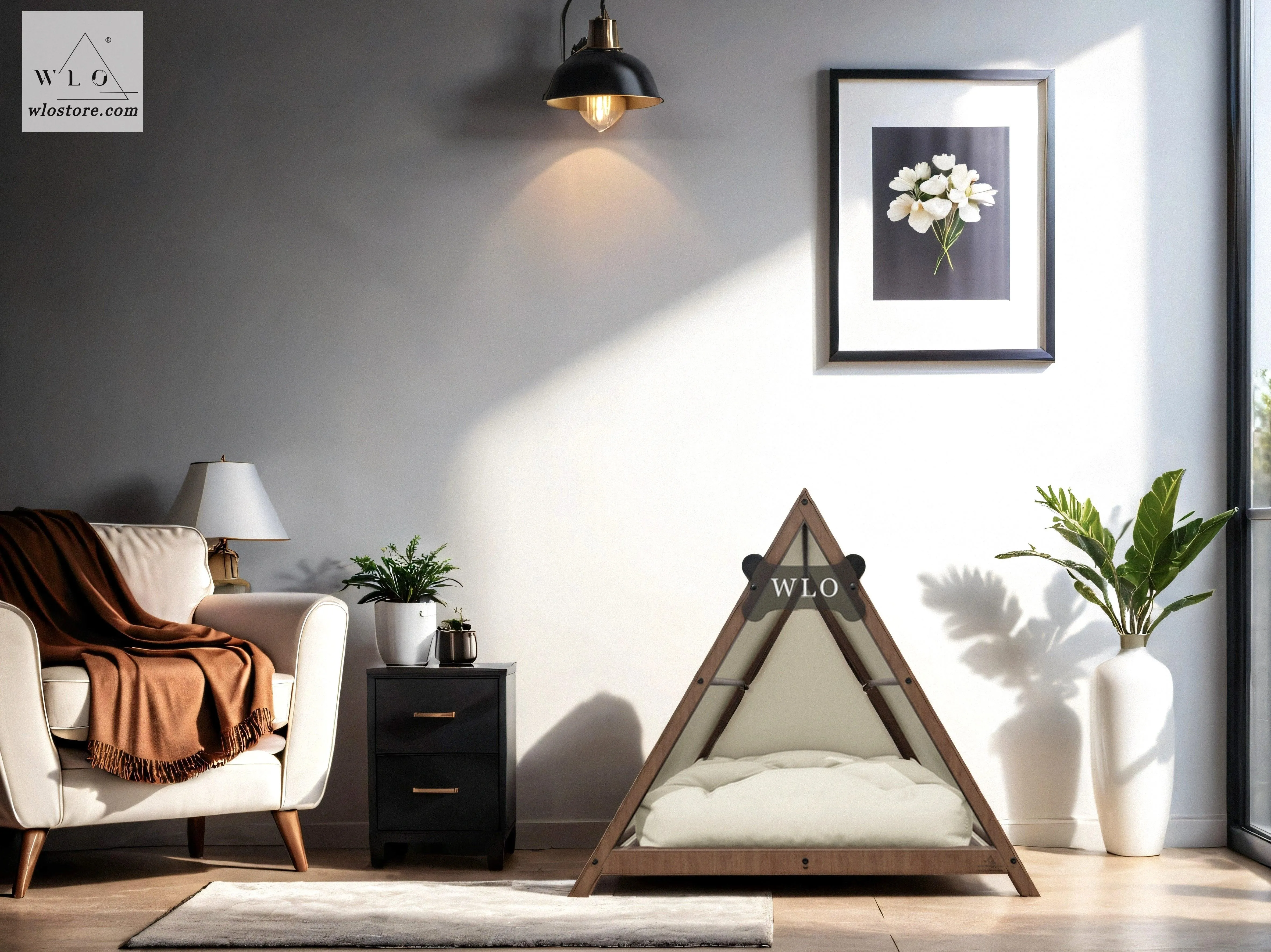 WLO® Walnut Elevated Lakota Modern Dog House