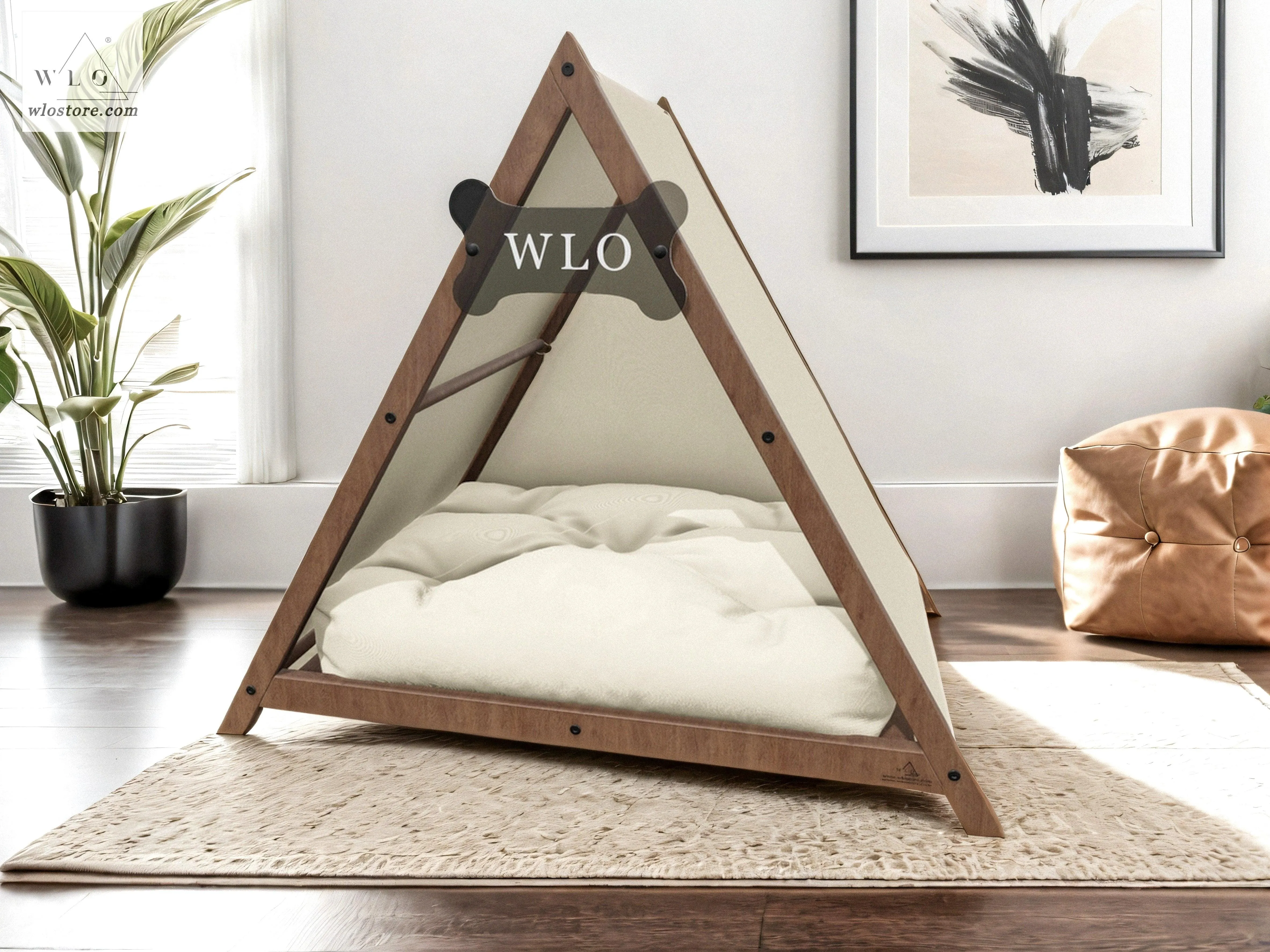 WLO® Walnut Elevated Lakota Modern Dog House