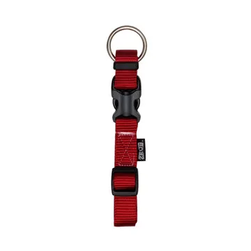 Zeus Adjustable Nylon Dog Collar - Deep Red - Medium - 1.5 cm x 28 cm-40 cm (1-2in x 11in-16in)
